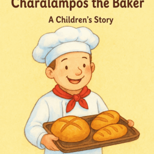 Charalampos the Baker English children’s eBook cover about baking, bread and teamwork